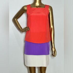Original Gucci 100% Silk Colorblock Layered 3 Colors Shift Mini Dress Size 40
